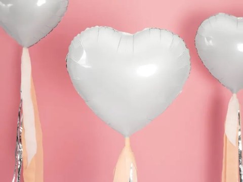 Balon foliowy Serce białe 45cm Balon foliowy Serce białe 45cm