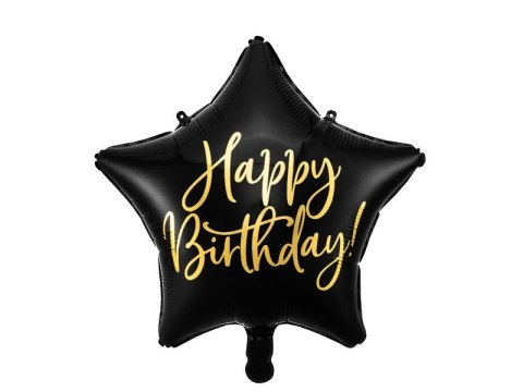 Balon foliowy urodzinowy gwiazdka Happy Birthday 40cm czarny Balon foliowy urodzinowy gwiazdka Happy Birthday 40cm czarny