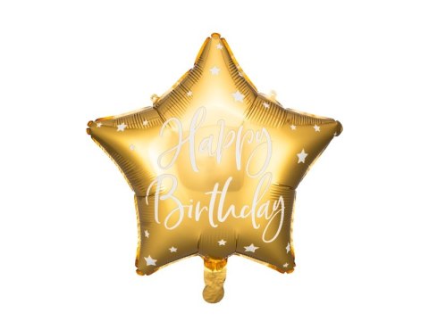 Balon foliowy urodzinowy gwiazdka Happy Birthday 40cm złoty Balon foliowy urodzinowy gwiazdka Happy Birthday 40cm złoty