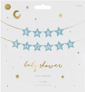 Baner napis na baby shower gwiazdki jasnoniebieskie 290cm x 16,5cm Baner napis na baby shower gwiazdki jasnoniebieskie 290cm x 16,5cm