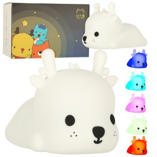 Lampka nocna dla dzieci silikonowa dotykowa miękka RGB LED USB jelonek